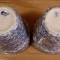 HENN BLUE SPONGEWARE HERB POTS SIGNED U.S.A. SET OF 2