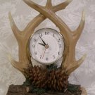 HOME & GARDEN PARTY NORTHWOODS TABLE CLOCK ANTLERS *EUC*