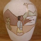 SOUTHWEST DESIGN 6½" VASE GOLD ACCENTS SIGNED MEXICO