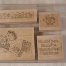 STAMPIN UP "ANGEL BUNNY" RUBBER STAMP SET OF 4 UNUSED *SHIPS FREE*