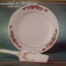 TIENSHAN FAIRFIELD POINSETTIA & RIBBONS CAKE SERVER MINT IN BOX