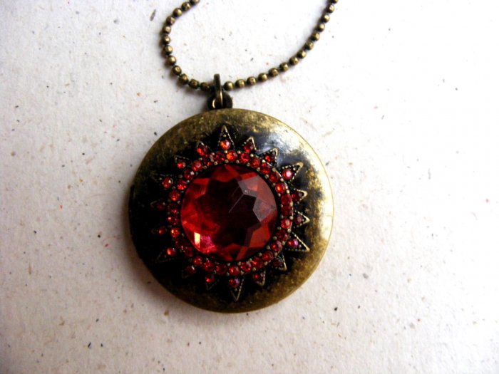 New Vintage Nostalgia faux ruby locket necklace