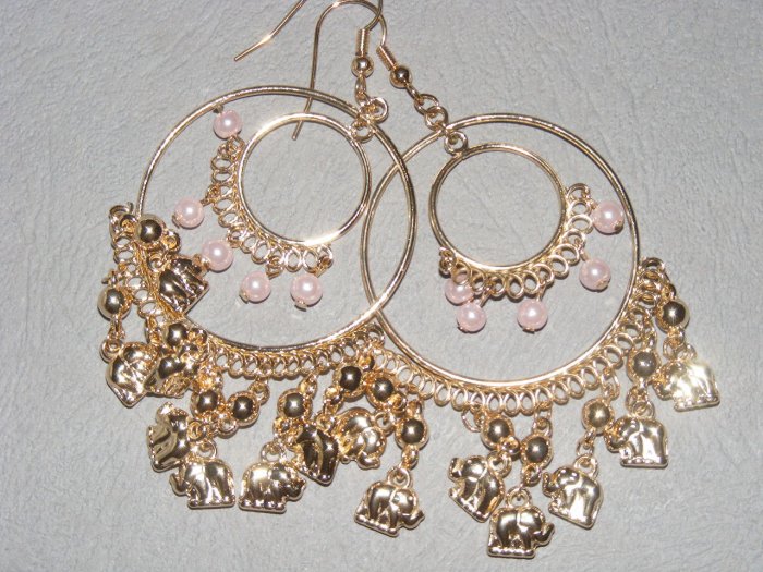 Gipsy goldtone elephant chandelier earrings