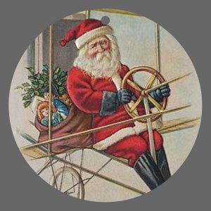 Victorian Style Santa Clause Porcelain Christmas Ornament - Flying Santa 02 - NEW
