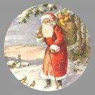 Victorian Style Santa Clause Porcelain Christmas Ornament - Santa by a Snowy Church - NEW