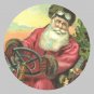 Victorian Style Santa Clause Porcelain Christmas Ornament - Santa at the Wheel - NEW