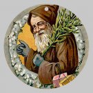 Victorian Style Santa Clause Porcelain Christmas Ornament - Brown Santa - NEW