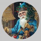 Victorian Style Santa Clause Porcelain Christmas Ornament - Blue Santa w/ Bells 01 - NEW