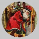 Victorian Style Santa Clause Porcelain Christmas Ornament - Santa by the Fireplace - NEW