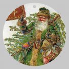 Victorian Style Santa Clause Porcelain Christmas Ornament - Green Santa - NEW