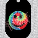 ALUMINUM DOG TAG With 30" CHAIN - Tie Dye Smiley Face - NEW