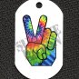ALUMINUM DOG TAG With 30" CHAIN - Tie Dye Peace Sign - NEW