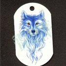 ALUMINUM DOG TAG With 30" CHAIN - Blue Wolf - NEW