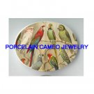 COCKATOO JAKO PARROT MACAW BIRD COLLAGE PORCELAIN CAMEO