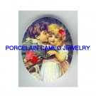 VICTORIAN BOY KISS GIRL ROSE UNSET CAMEO PORCELAIN CABO