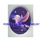 PURPLE PEGASUS HORSE MOON UNSET CAMEO PORCELAIN CABO