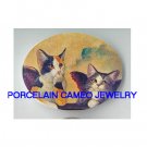 2 RAPHAEL CALICO ANGEL CAT UNSET CAMEO PORCELAIN CABO