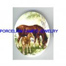 2 MARE FOAL HORSE BUTTERFLY UNSET CAMEO PORCELAIN CABO