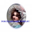 VICTORIAN LADY ROSE HAT UNSET CAMEO PORCELAIN CABOCHON
