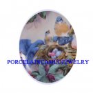 BLUEBIRD FAMILY EGG NEST   * UNSET CAMEO PORCELAIN CABOCHON