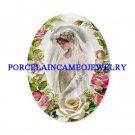VICTORIAN VINTAGE BRIDE ROSE UNSET CAMEO PORCELAIN CABOCHON