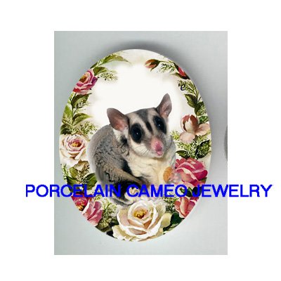 SUGAR GLIDER PINK ROSE UNSET PORCELAIN CAMEO CABOCHON