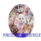 RARE KITTY CAT COLLAGE UNSET CAMEO PORCELAIN CABOCHON