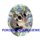 SUGAR GLIDER FORGET ME NOT ROSE UNSET PORCELAIN CAMEO 18X25 CABOCHON
