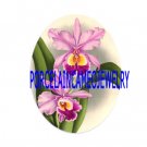 PURPLE ORCHID FLOWER UNSET CAMEO PORCELAIN CABOCHON