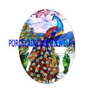 PEACOCK BIRD ROSE FLOWER UNSET CAMEO PORCELAIN CABOCHON