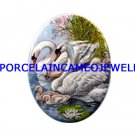 4 SWAM FAMILY WATER LILY UNSET CAMEO PORCELAIN CABOCHON