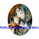 3 VICTORIAN KITTY CAT FAMILY  * UNSET CAMEO PORCELAIN CABOCHON
