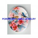 2 BABY ROBIN BIRD SING ROSE UNSET CAMEO PORCELAIN CABO -