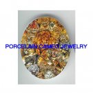 TIGER LION LEOPARD CAT COLLAGE* UNSET CAMEO PORCELAIN CABOCHON