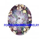 HUMMINGBIRD WITH DOGWOOD UNSET PORCELAIN CAMEO CABOCHON