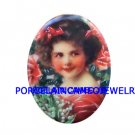 VICTORIAN LILY OF THE VALLEY GIRL* UNSET CAMEO PORCELAIN CABOCHON