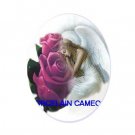 SLEEPING ANGEL ROSE UNSET CAMEO PORCELAIN CABOCHON