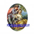 VICTORIAN FRENCH COURTING COUPLE ROSE UNSET PORCELAIN CAMEO CABO