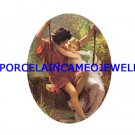RENAISSANCE YOUNG COUPLE ON SWING * UNSET CAMEO PORCELAIN CABOCHON