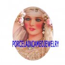 VINTAGE PINK BRIDE WITH ROSE* UNSET CAMEO PORCELAIN CABOCHON