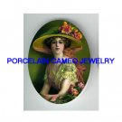 VICTORIAN WITH ROSE HAT UNSET PORCELAIN CAMEO CABOCHON