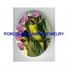 2 PARAKEET BUGIE BIRD CHERRY BLOSSOMS PORRCELAIN CAMEO