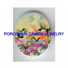4 HUMMINGBIRD FAMILY UNSET CAMEO PORCELAIN CABOCHON
