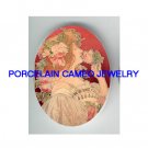 ALPHONSE MUCHA ROSE LADY * UNSET CAMEO PORCELAIN CABOCHON