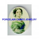 QUEEN VICTORIA IN GREEN UNSET PORCELAIN CAMEO CABOCHON