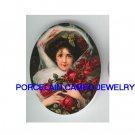 VICTORIAN LADY HOLDING ROSE UNSET CAMEO PORCELAIN CABO