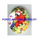 MACAW PARROT BIRD DAFFODIL UNSET PORCELAIN CAMEO CABO