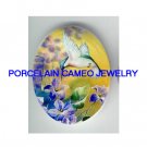 HUMMINGBIRD WITH VIOLET* UNSET CAMEO PORCELAIN CABOCHON