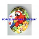 MACAW PARROT BIRD DAFFODIL UNSET PORCELAIN CAMEO 18x25
