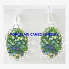 LILY OF THE VALLEY FORGET ME NOT UNSET CAMEO EARRINGS